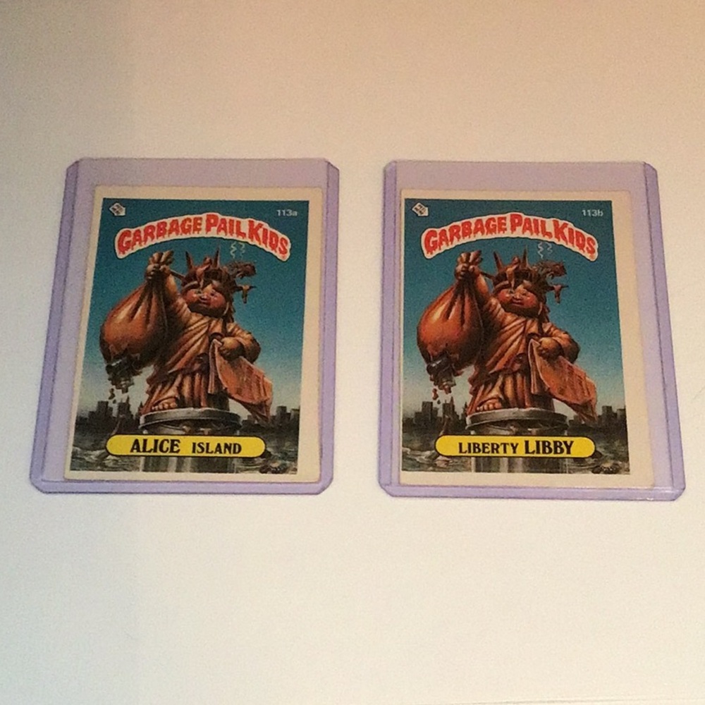 **1986 Garbage Pail Kids ALICE ISLAND 113a. And LIBERTY LIBBY 113b